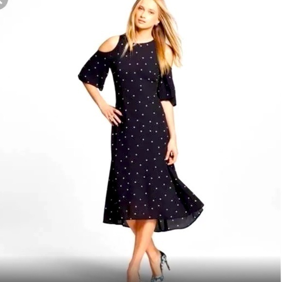 Who What Wear Dresses & Skirts - Who What Wear Women’s Sizs Large Black & White Polka Dot Maxi Retro Sheer Dress